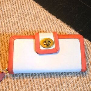 Coach Coral And White Wallet